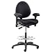 BodyBilt J757x F1 Black Vinyl Fabric Mid-Back Task Petite Stool with Arms, 18.5" Length x 18.5" Width Backrest, 21" Width Seat, Grade 3