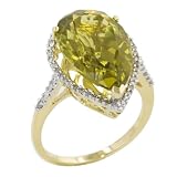 10k Yellow Gold Olive Quartz and Diamond Ring