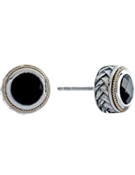 Balissima By Effy Collection Sterling Silver and 18k Yellow Gold Onyx Earrings
