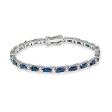 Eve's Addiction Hannah's Formal Baguette Sapphire CZ Tennis Bracelet