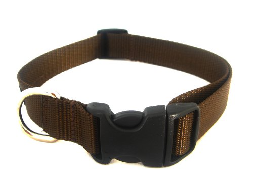 Large Brown Nylon Webbing Dog Collar: 1