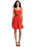 Nine West Dresses Women's Slub Ottoman Belted Fit And Flare Dress
