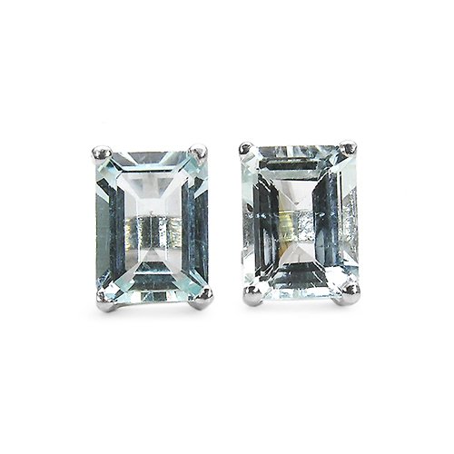 2.40 Carat Genuine Aquamarine Sterling Silver Stud Earrings