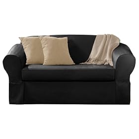 Maytex Piped Twill 2-Piece Slipcover Loveseat