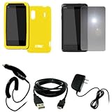 EMPIRE Yellow Silicone Skin Case Cover + Mirror Screen Protector + Car Char ....