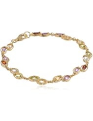 18k Yellow Gold Plated Sterling Silver Multi-Gemstone Bracelet, 7.25"