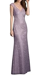 V-neck Cap Sleeves Lace Fall Evening Dress/Bridesmaid Dress 