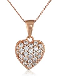 Sterling Silver Swarovski Cubic Zirconia Pave Heart Pendant Necklace, 18"