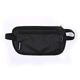 Sinbury - Black Security Zipped Waist Bum Belt Bag Money Passport Ticket Holiday Travel Pouch (Size: 27 x 13cm )