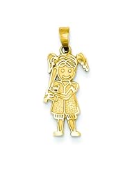 14K Yellow Gold Girl Baseball Player Pendant Charm