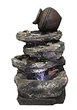 Jar & Step Stone Combination Table Top Water Fountain with Multiple L.e.d Light
