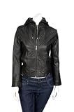 Ladies Biker Leather Jacket Jennifer Black Womens Leather Hoodie Jacket