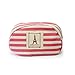 KINGSO Stripe Pencil Case Pouch Purse Cosmetic Makeup Bag Storage Student Stationery Zipper Wallet,Red