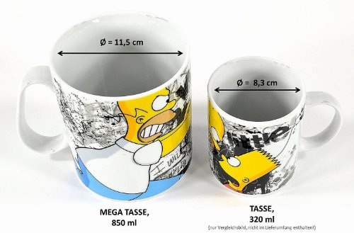 Imagen 3 de United Labels 116520 Los Simpson - Taza gigante con diseño de Bart y Homer (850 ml)