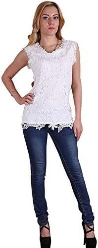 Fiveman Women Lace Floral Sleeveless Crochet Knit Vest Tank Top Shirt Blouse