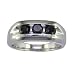 1.30 Ct. Men\'s Three Stone Black Diamond Bridal Ring Comfort Fit AAA Clarity