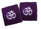 Purple Yoga Wristband with Om(Aum) Logo (Price/pair), Yoga Sweatband, OM wirstbands, Aum wirstbands