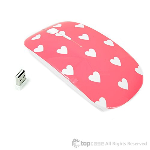TopCase Heart-Shaped Design Pink USB Optical Wireless Mouse for Macbook (pro , air) and All Laptop + TopCase Designed Chevron Mouse Pad