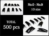 ブラックフレンチネイルチップ ハーフウェル 500枚9