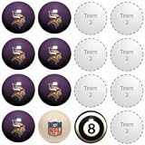 Minnesota Vikings 1-TEAM BILLIARDS/POOL TABLE BALL SET (9)