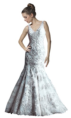 CosplayHutホワイトビーズ付け 刺繍 レース Aラインウェディグドレス花嫁 結婚式新婦さん