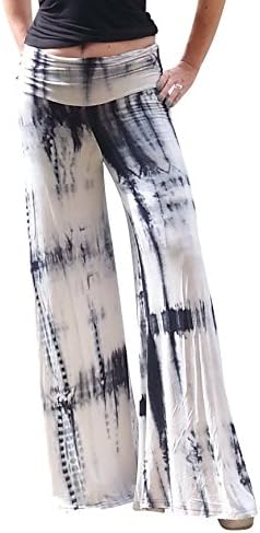 Maya Antonia PLUS Size Palazzo Pants Black-White Tie-Dye Wide Leg Extra Long (XX-Large)