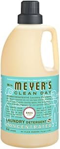 Mrs. Meyer's Clean Day 2x HE Liquid Laundry Detergent, Basil, 64-Ounce Bottles (Pack of 6)
