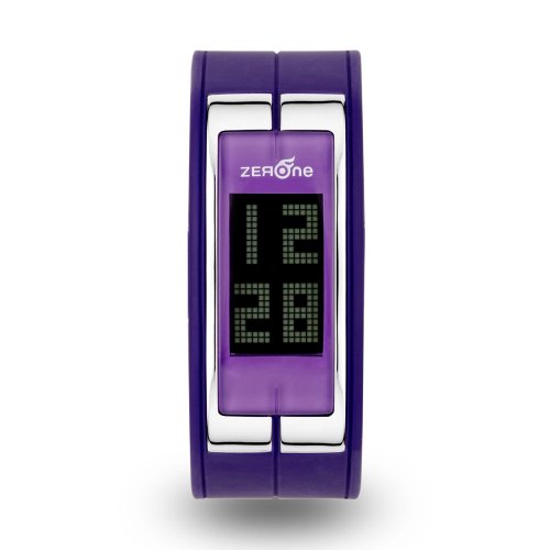Zerone Illusions Purple Silver Digital Cuff Watch