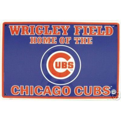 MLB Baseball 12 x 18 Metal Stadium Sign - Chicago Cubs - Wrigley Field, Home Of the Cubs