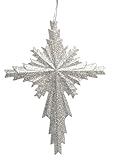 IMAGE OF Winter's Beauty Silver Glitter Cross Christmas Ornament