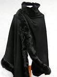 Original Passigatti - Cape oder Poncho mit Pelzbesatz schwarz