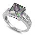 Princess Cut Mystic Simulated Topaz Cubic Zirconia Ring Sterling Silver 925 (Sizes 4-10)