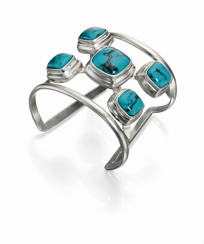 Fiorelli Costume Collection Women’s B3533 Worn silver Imitation Turquoise Stone Set Bangle