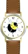 Bee or Bumblebee - JP - WATCHBUDDY&reg; DELUXE TWO-TONE THEME WATCH - Arabic Numbers - Brown Leather Strap-Size-Women's Size-Small