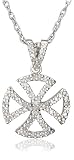 Sterling Silver Triangle Cross Diamond Pendant, (0.33 cttw)
