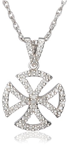 Sterling Silver Triangle Cross Diamond Pendant, (0.33 cttw)