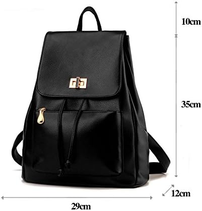 Fashion Drawstring Leather Backpack Purse Back Pack for Womens Black