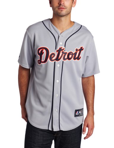 MLB Men's Detroit Tigers Magglio Ordonez Road Gray Short Sleeve 6 Button Synthetic Replica Baseball Jersey Spring 2012  (Road Gray, X-Large)