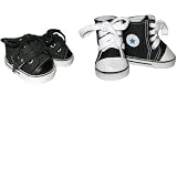 Two Black Sneakers. Black Strap Sneakers and Star Sneakers. Doll Clothes Fit 18