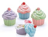 Set of 4 Cupcake Bowls Dishes with Lids Great Party or Kitchen Decor