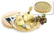Round Cheese Board with Rubberwood Swivel Base for Tool Storage & Glass Top