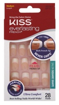 Kiss Everlasting French Nail Kit Medium Pearl Tip 28 Nails