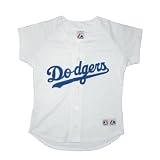 Womens MLB Los Angeles Dodgers Comfortable Fit Athletic Button Down Short Sleeve Jersey / Sweater - White (Size: XL)
