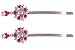 Hair Clip - H76 - Bobby Pin Style - Circle and Stars ~ 2-1/2" Long - Bright Silver Metal - Red and Iridescent Crystals - 2 Pc Set