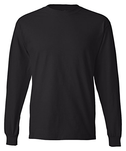 Hanes Men's Long-Sleeve Crewneck Beefy T-Shirt, Black, XX-Large
