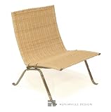 Alphaville Design SA-EASY-WNC Easy Chair, Woven Natural Cane, Brushed Nickel 1.2mm Tube Frame