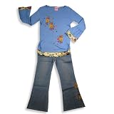 Lipstik - Girls Long Sleeve Denim Pant Set, Blue