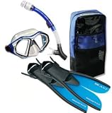 US Divers Admiral Dry Snorkeling Set: Admiral 2 LX mask, Total Dry snorkel, Blast 2 fins, travel bag