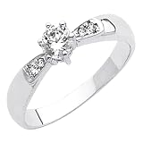 14K White Gold Round-cut 1.50 CTW Equivalent CZ Cubic Zirconia Ladies Solitaire Wedding Engagement Ring Band - Size 4.5