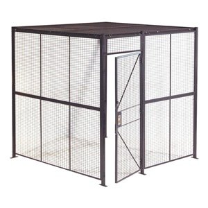 WireCrafters 884C 4 Sided Woven Wire Partition with Ceiling, Gray
